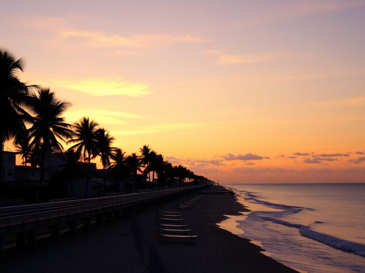 Sunset over the Hollywood Beach Broadwalk